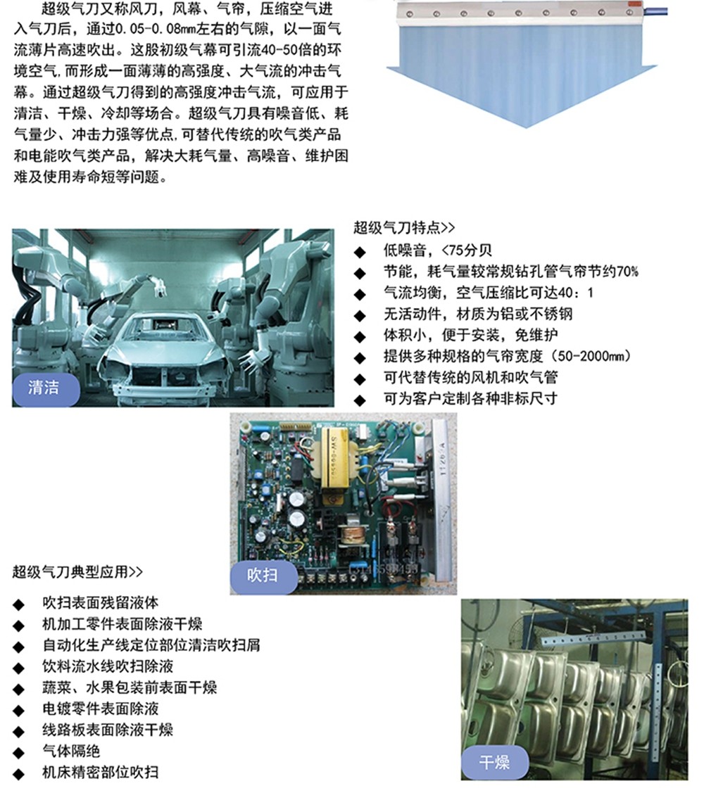 不銹鋼氣刀技術參數(shù)及應用